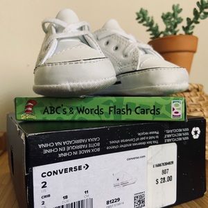 EUC White Leather First Star Hi-Top Converse